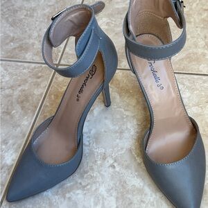 Elegant Gray Ankle Strap Heels